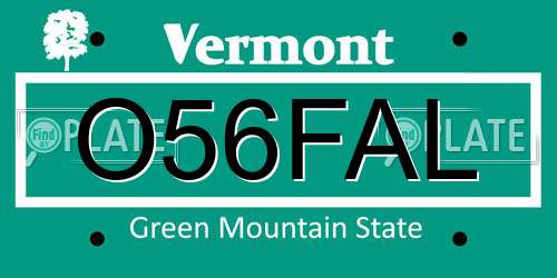 O56FAL Vermont License Plate