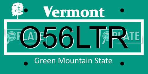 O56LTR Vermont License Plate