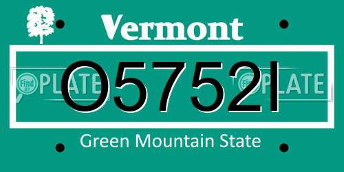 O5752I Vermont License Plate