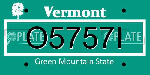 O5757I Vermont License Plate