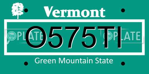 O575TI Vermont License Plate