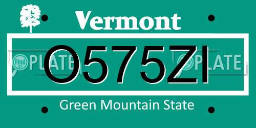 O575ZI Vermont License Plate