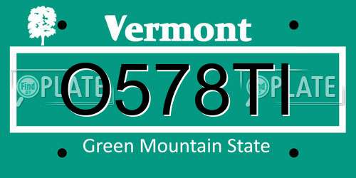 O578TI Vermont License Plate