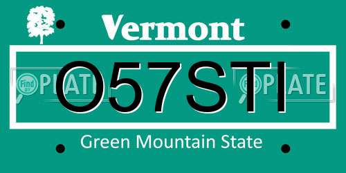 O57STI Vermont License Plate
