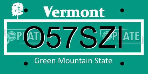 O57SZI Vermont License Plate