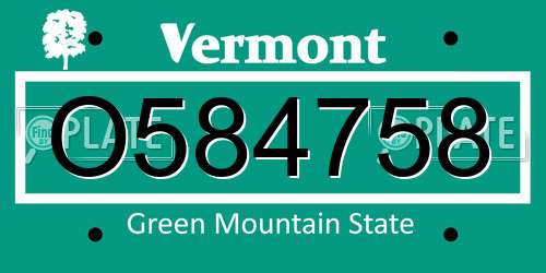 O584758 Vermont License Plate