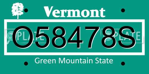 O58478S Vermont License Plate