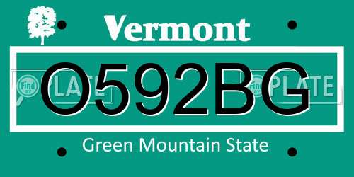 O592BG Vermont License Plate