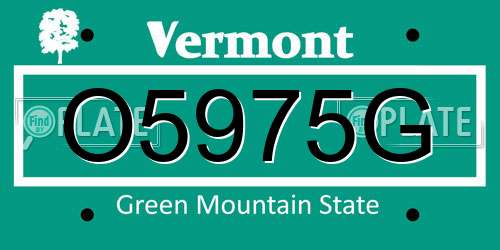 O5975G Vermont License Plate
