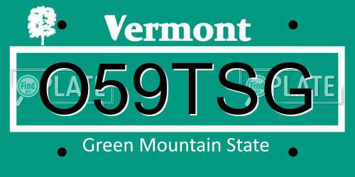 O59TSG Vermont License Plate