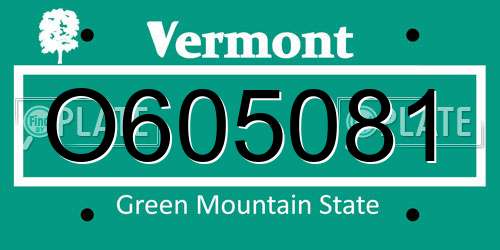 O605081 Vermont License Plate