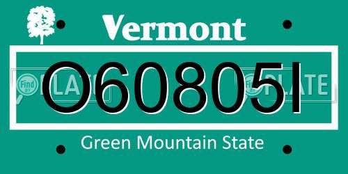 O60805I Vermont License Plate