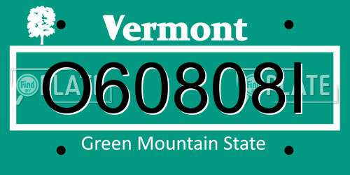 O60808I Vermont License Plate