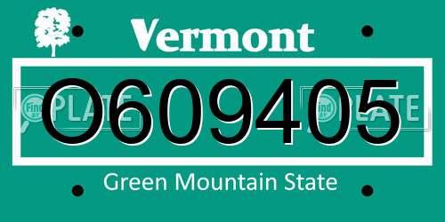 O609405 Vermont License Plate