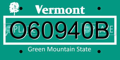 O60940B Vermont License Plate