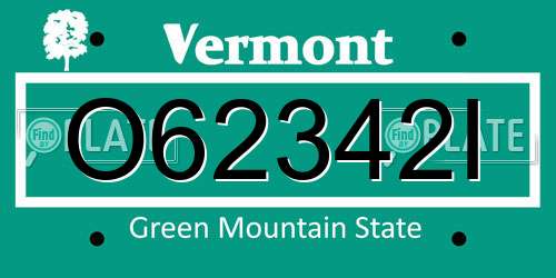 O62342I Vermont License Plate