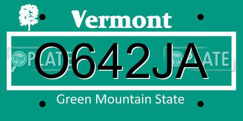 O642JA Vermont License Plate