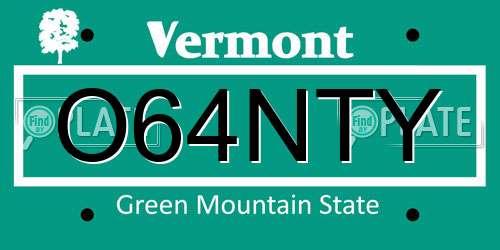 O64NTY Vermont License Plate
