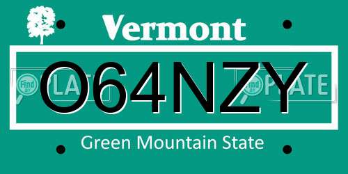 O64NZY Vermont License Plate