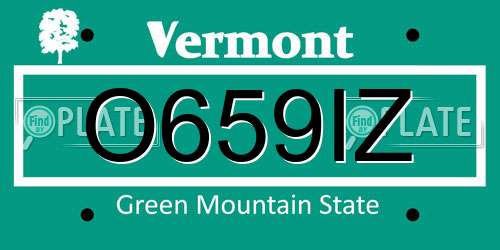 O659IZ Vermont License Plate