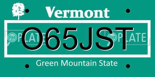 O65JST Vermont License Plate