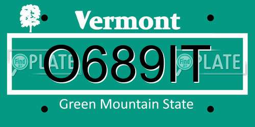 O689IT Vermont License Plate