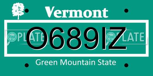 O689IZ Vermont License Plate