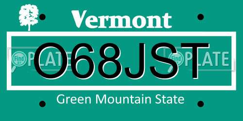O68JST Vermont License Plate