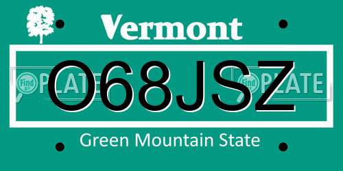 O68JSZ Vermont License Plate