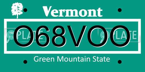 O68VOO Vermont License Plate