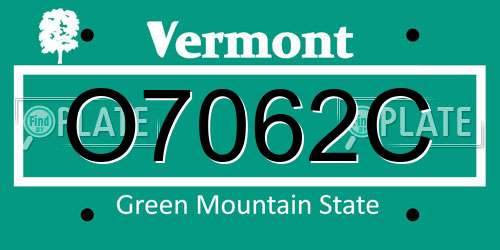 O7062C Vermont License Plate