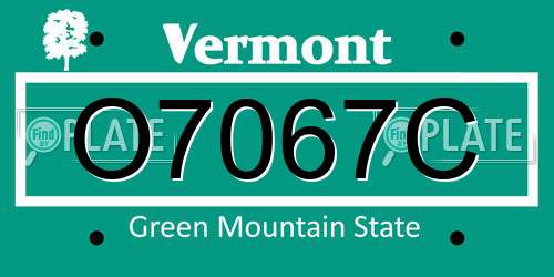 O7067C Vermont License Plate