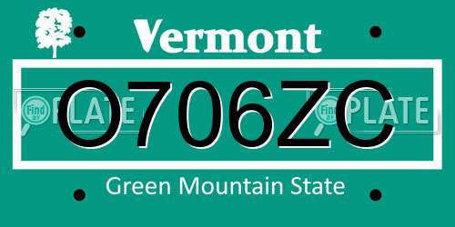 O706ZC Vermont License Plate