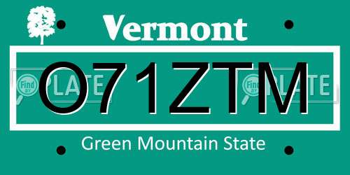 O71ZTM Vermont License Plate
