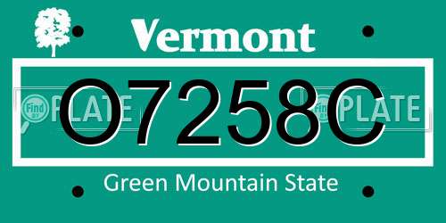 O7258C Vermont License Plate