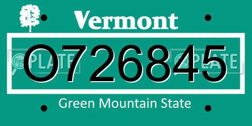 O726845 Vermont License Plate