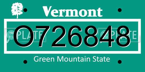 O726848 Vermont License Plate
