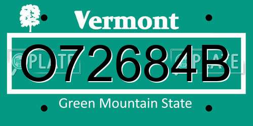O72684B Vermont License Plate