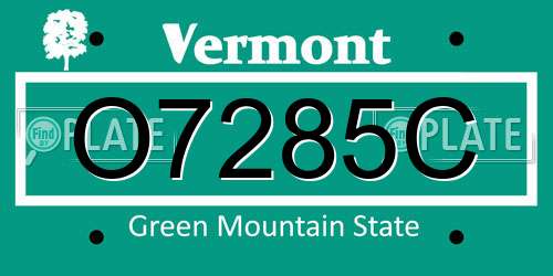O7285C Vermont License Plate
