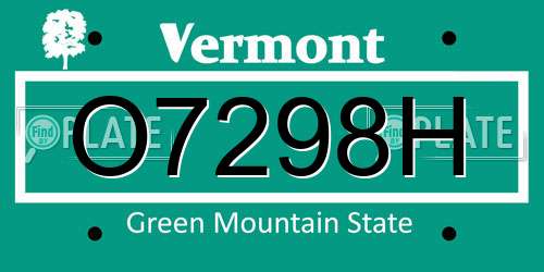 O7298H Vermont License Plate