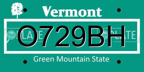 O729BH Vermont License Plate