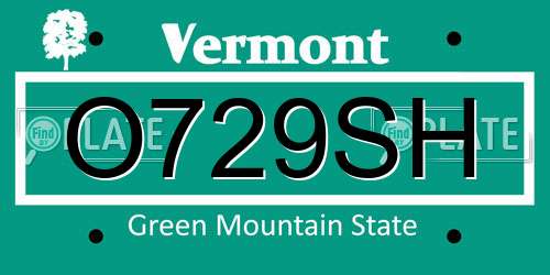 O729SH Vermont License Plate