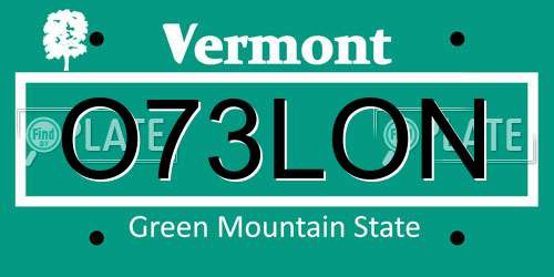 O73LON Vermont License Plate