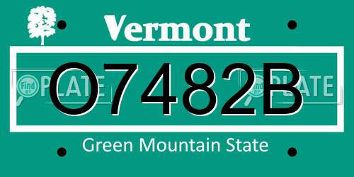 O7482B Vermont License Plate