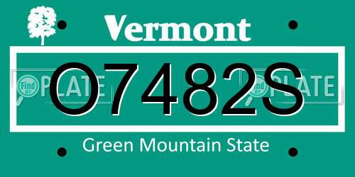 O7482S Vermont License Plate