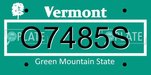 O7485S Vermont License Plate