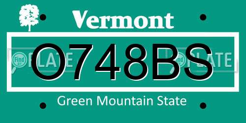 O748BS Vermont License Plate