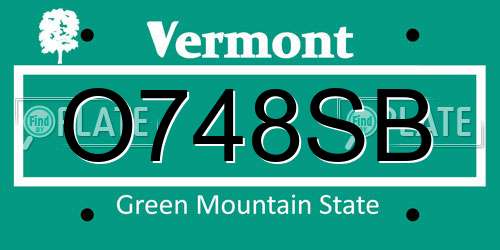 O748SB Vermont License Plate