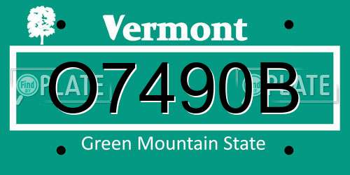O7490B Vermont License Plate