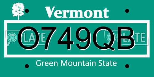 O749QB Vermont License Plate